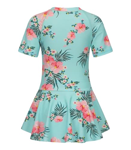 Image of Girls One Piece Swimsuits Bathing Suit for Kids Girls Summer Swim Dress Short Sleeve Swimwear 3-16 Years