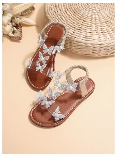 Image of GORGLITTER Girl's Sandals Butterfly Clear Dressy Cute Ankle Strappy Sandal | Girls Dress Sandals, Girls Size 4 Sandals, Big Little Kid Sandals Girls, Cute Sandals