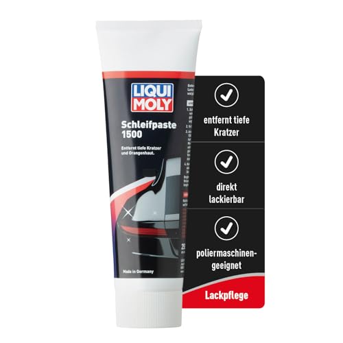 LIQUI MOLY Lackpflege Schleifpaste 1500, Art.-Nr. 21758 I 250ml Lackschleifpaste für tiefe Kratzer & sehr stark verwitterte Lacke I Abrasiver Auto Kratzer Entferner zur Lackierarbeit-Vorbereitung