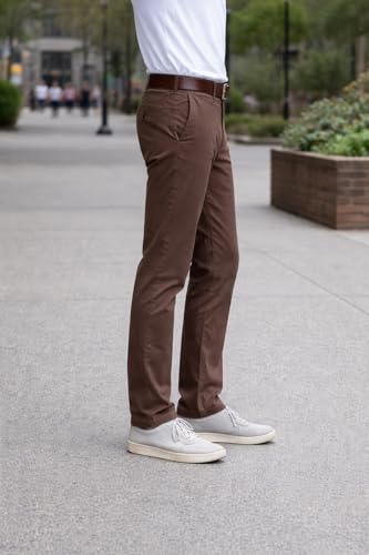 Image of DENRO Men's Slim Fit Cotton Stretch Trousers | Smart Casual & Workwear Pants for Office Use | 98% Cotton 2% Spandex Fabric | Mid-Rise Tailored Fit | Sizes 28-38