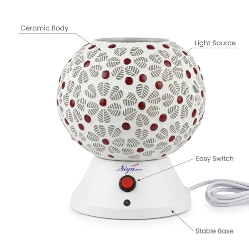 Image of Signamio Hand Made Table Top Camphor Diffuser Burner - Kapoor Dani Electrical Aroma Oil Diffuser Night Lamp - Kapoor Machine for Home & Office DN-4 (Aroma Oils not Included)