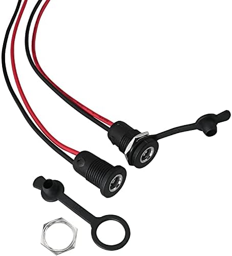 5Pcs 10A DC-099 Power Jack Cord Socket Threaded Female Mount Connector Adapter with Pre-soldered Wires and Waterproof Cover Cap, 5.5 x 2.1 MM image 5