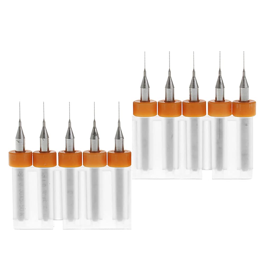 PCB Drill Bits Kit, Tungsten Carbide Micro Drill Bits Set, PCB Print Circuit Board Drilling Engraving Woodworking Tool, Set of 10, 0.8MM