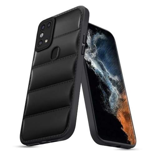 KARWAN® Puffer Edition Silicone Case Cover for Samsung Galaxy M31 | Scratch Resistance Mobile Cover, Camera Protection Case Compatible with Black- Best and cheap mobile covers in India