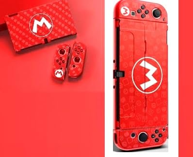 Image of TMG Switch Protective Case Design for Dockable Hard Shell Shockproof Cover Skin, Design for Switch OLED-Red