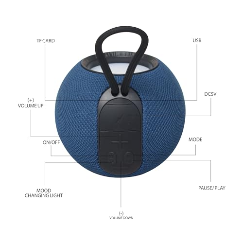 Image of Swiss Military Musica Blue Wireless Bluetooth Speaker, Bluetooth 5.0, 8W Output USB /TF Card /FM /BT /TWS Play Modes, Portable Design, Rich Sound & Deep Bass, Ideal for Home, Travel & Outdoor Use