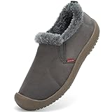 DimaiGlobal Herren Winterschuhe Kunstfell Warm Gefüttert Schneestiefel Winter Outdoor rutschfeste Winterstiefel Stiefeletten 46EU Grau-1