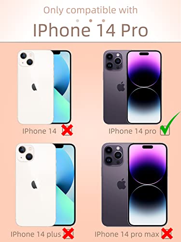 Wrukklca Compatible With Iphone 14 Pro Case, Glitter Phone Wallet Case With Card Holder, Leather Case With Crossbody Strap For Women Case Protective Cover For Iphone 14 Pro - Rose Gold #TOP2