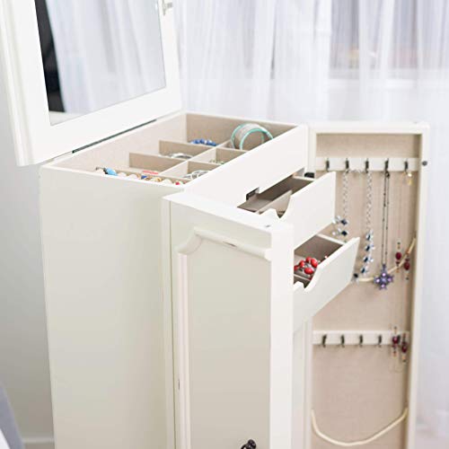 Hives And Honey 974-1110 Cabby Fully Locking Jewelry Armoire, White thumb #6