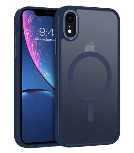 Coque iPhone XR MagSafe GUAGUA - Protection anti-choc mate 6,1" bleu foncé