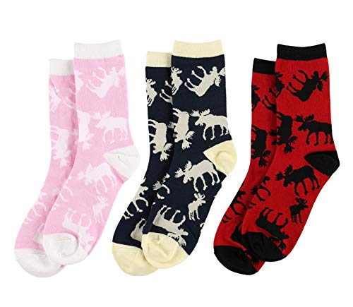 LazyOne Sock Bundle, Funny Moose Socks, Women s Sizes 5.5–9.5, Men s Sizes 4.5–7.5, Moose