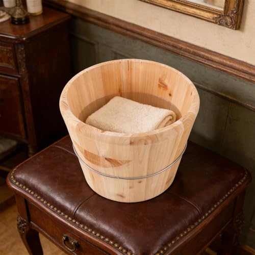 Barril de madera beige de estilo clásico con función multipropósito para toallas 7