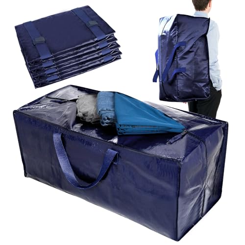 Withosent 92L Aufbewahrungstasche Groß Gewebt, 4er Wasserdicht Umzugstaschen mit Rucksackgurten und Griff, Alternative zur Umzugskartons, Faltbar Moving Bags für Bettdecken Kleideraufbewahrung