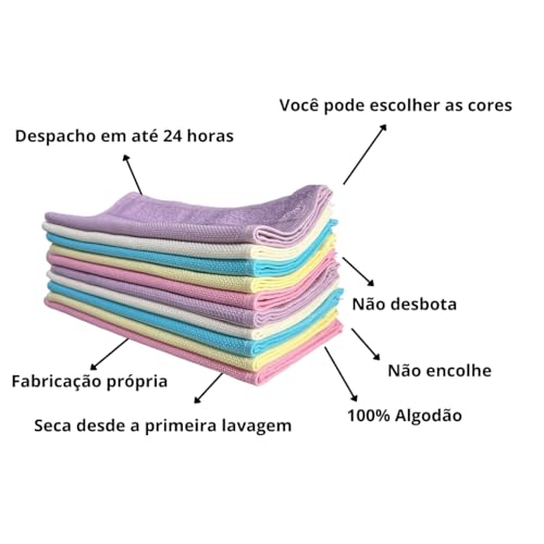 Kit 10 Toalhinha De Mão Boca Rosto Social Escolar Academia Ponto Cruz