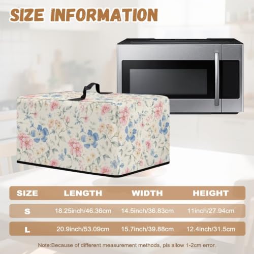 Image of Microwave Dust Cover Toaster Oven Dustproof Cover Stain-Resistant Oil-Proof Smart Oven Protector for Kitchen Countertop, L, 20.9 x 15.7 x 12.4 Inches, Blue Pink Floral