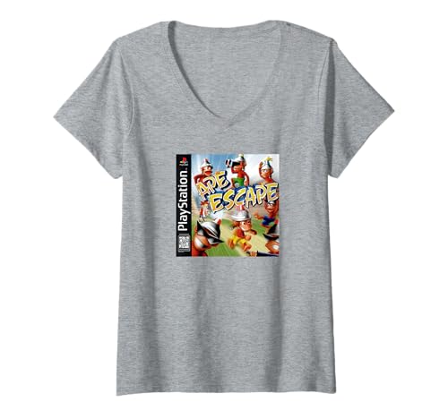 Donna PlayStation Ape Escape PS1 Video Game Cover Art Maglietta con Collo a V