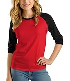 Decrum Baseball Tee Shirts - Jersey 3/4 Sleeve Raglan Shirt Women [40003023] | Red&Blk Rgln Womn, M
