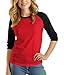 Decrum Red and Black Raglan Shirt Women Cotton Baseball 3 Quarter Sleeve Shirts Women Raglan Shirt [40003026] | Red&Blk Rgln Womn, 2XL