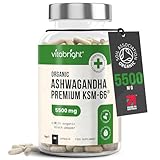 Ashwagandha KSM 66 Root Extract Capsules | 3 Month Supply | 5500mg | Organic Ashwagandha High Strength Powder | Clean Formula Pure Herbal Supplements for Women & Men | VitaBright UK