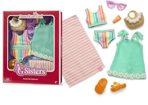 American Girl AG Sisters Beachy Chic Fashion Set Doll Clothes for 14.5-inch Dolls 8 pcs for Ages 4+ (Amazon Exclusive)