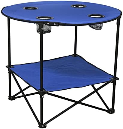 Eternal Living Pop Up Picnic Table Portable Folding Beach Table with Cupholders and Carry Bag, Large 28” x 28”x 24” Blue