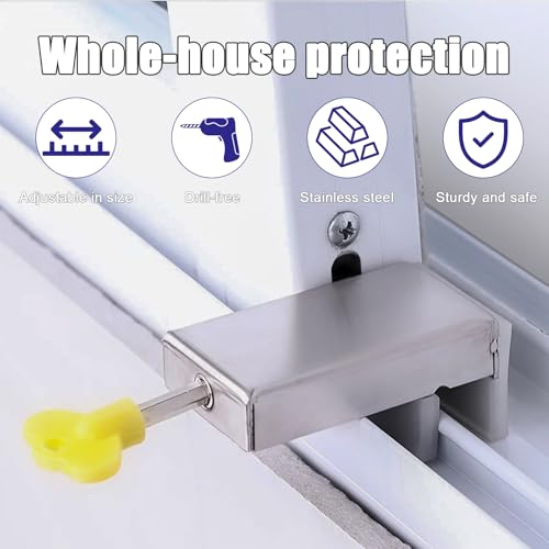 Miniatura 5 de Laiviya Cerradura Ventana Corredera, 2pcs Tope Ventana Corredera, Seguridad Ventanas Niños, Cerradura Puerta Corredera Para Ventanas Y Puertas Correderas, Diseño Resistente Y Fácil Instalación