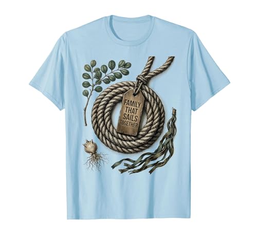 Family That Sails Together Cruise Matching Design T-Shirt, Men, Baby Blue, Medium