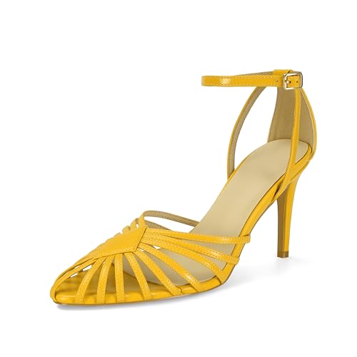 SOVANYOU High Heels for Women Pointed Toe Heeled Sandals Ankle Strap Comfort Heels Women's Pumps for Wedding Prom Party