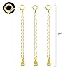 LANCHARMED 3 Pcs Necklace Extender, 925 Sterling Silver Extension for Jewelry Necklace Bracelet Anklet Extenders for Women Jewelry Making Chains 2 inch, Gold