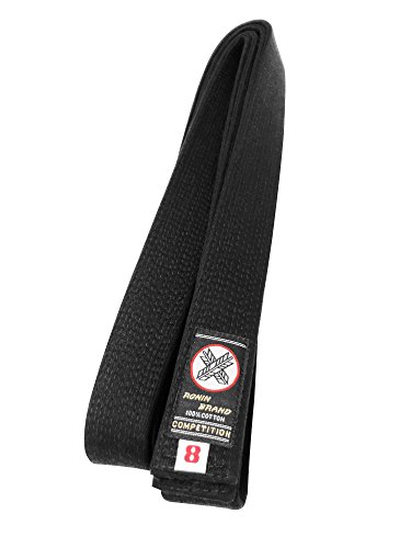 Cinto preto de algodão Ronin Deluxe para Karate, Judo, Tae Kwon Do, Aikido, Jujitsu Martial Arts, Pr
