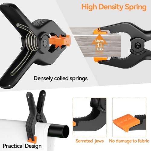 Image of EMART 12 Pack Heavy Duty Spring Clamps 6 Inch Professional Plastic Backdrop Clips for Photography Studio, Background Stand, Woodworking, Crafts, Tarp