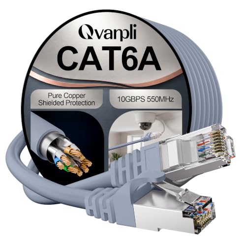 10Gbps Shielded Cat 6A Ethernet Cable 25FT, Pure Copper Cat6A Cab...