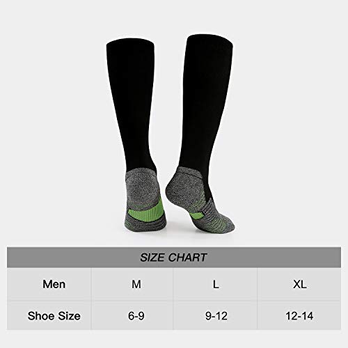 Wander 6 Pairs Men's Athletic Run Cushion Over-The-Calf Tube Socks（2Green+2Red+2Yellow,Size:9-12） #TOP1
