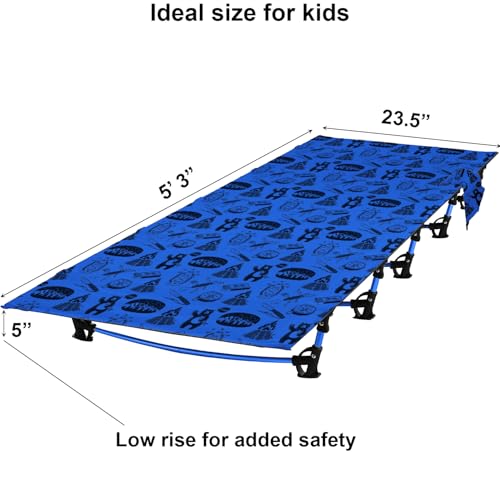 Catre de Camping para Niños y Cama de Viaje para Niños Pequeños | Catre Ligero y Compacto para Dormir | Catre Plegable Portátil para Niños, Jóvenes e Incluso Adultos (Azul, 63" x 23.5") miniatura 2