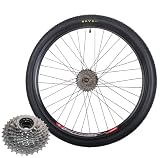 Ruote da mountain bike da 26" anteriori e posteriori in lega di alluminio con freno a disco anteriore 100 mm/posteriore 135 mm, 6/7/8/9 velocità, ruota libera filettata, asse imbullonato, mozzo a 36