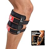 MEANTAUS Calf Support Brace for Sciatica Relief – Adjustable Leg Compression Brace with Dual Pads, Aluminum Bar, Anti-Slip Fabric, and Massage Ball for Effective Nerve Pain Relief in the Lower Back, Hip, and Calf (Red)