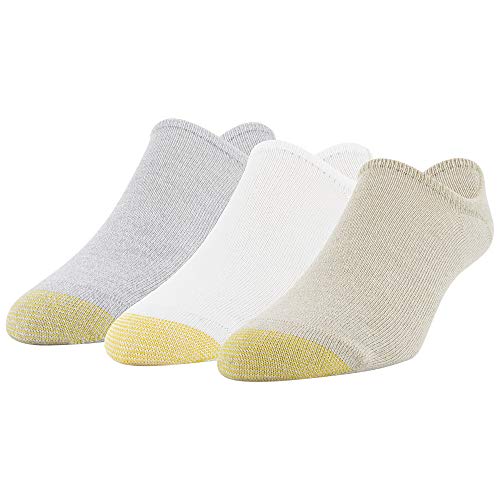Gold Toe Men's Oxford Invisible Socks, 3 Pairs, Khaki/White/Light Grey, Shoe Size: 8-11