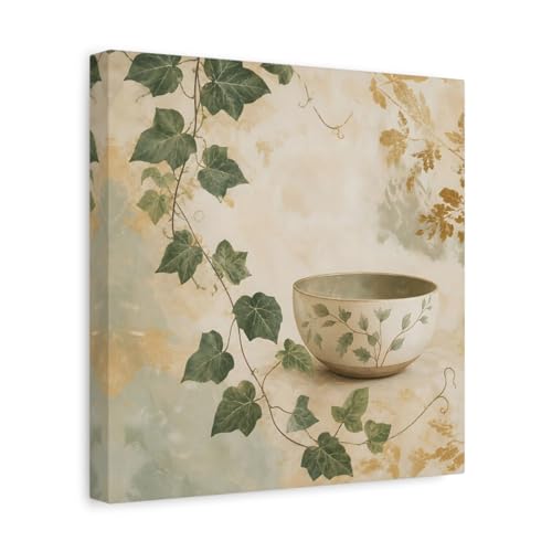 Toile nature botanical bowl au-dessus de la cheminée pour un salon chaleureux
