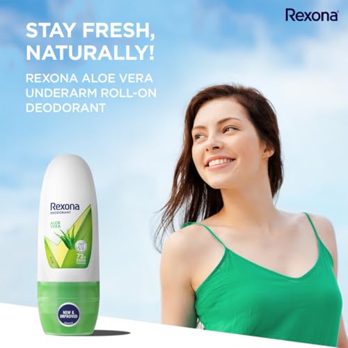 Image of Rexona Aloe Vera Underarm Roll-On Deodorant for Women | 72 Hours Long-Lasting Odour Protection | 0% Alcohol, Safe on Skin | 25ML (Pack of 5)