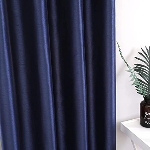 Image of GYROHOME Extra Wide Navy Blueout Curtain for Sliding Glass Door, Faux Silk Navy Blueout Curtains Fully Lined Solid Window Treatment Drapes (1Panel,100x108inch,Navy Blue)