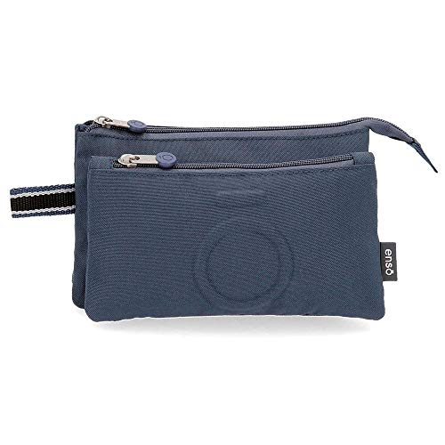 Enso Basic Estuche Triple Azul 22x12x5 cms Poliéster Cover