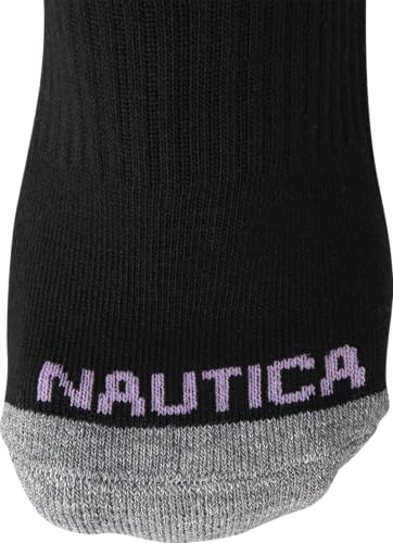 Image of Nautica Womens High Quarter Socks Moisture Wicking Cushioned Socks, 6 Pack | Dri-Motion Moisture Wicking Stretch Fabric, Cushioned Key Areas, Reinforced Heel and Toe, High Quarter Cut, Shoe Size 4-10