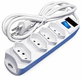 Extensão Elétrica Régua 4 Tomadas 1,5m Com Interruptor Liga/Desliga E Fusível Filtro De Linha Bivolt Puro Cobre Tripolar Entrada 3 Pinos NOVO Padrão PREMIUM