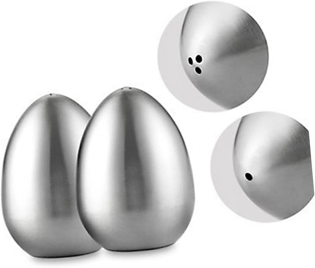 Stainless Steel Egg Shaped Pepper Shaker with 3 Holes, Silver