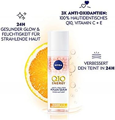 Nivea Q10 Energy Anti-Wrinkle Pearl Serum (30 ml), Face Serum with 100% Skin Identical Q10, Vitamin C and Vitamin E, Serum for Radiant and Tighter Skin
