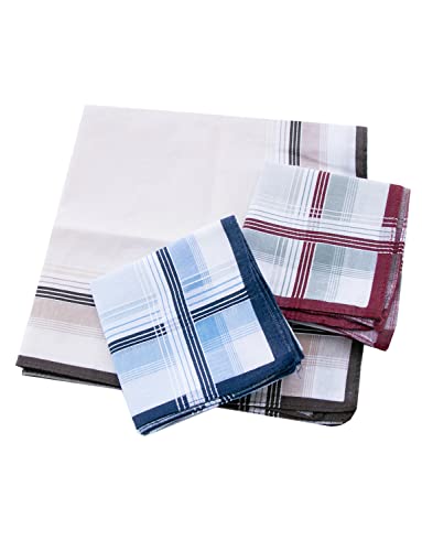 Cocousm Mens 100% Cotton Handkerchiefs Striped Hankies Assorted Color 6Pcs #TOP2