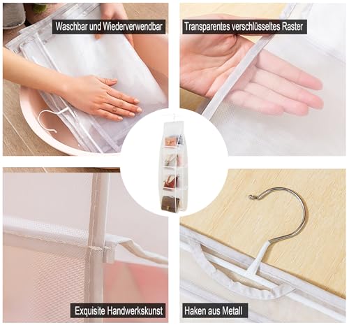 AARAINBOW Handtaschen Organizer zum Aufhängen, Transparent Handtasche Aufbewahrung für Familienschrank, 8-Taschen Kleiderschrank Organizer Faltbarer Hängeregal für Schultertasche, 113H*34.5W (A-Weiß)