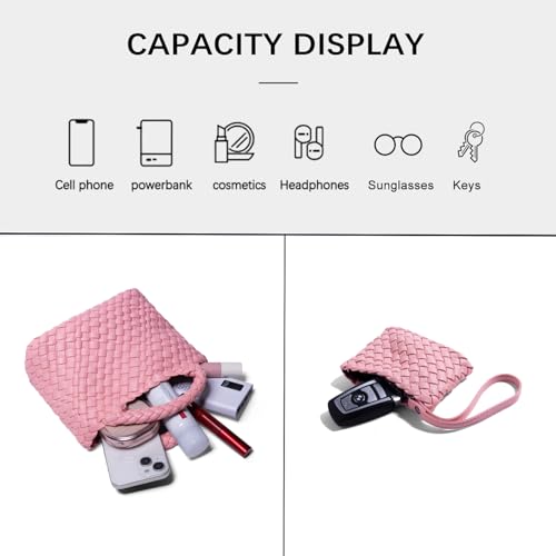 Image of Woven Tote Bag for Women with Coin Purse, Foldable Chain Small Crossbody Handbags, Fashion Shoulder Bag, Hobo Satchel