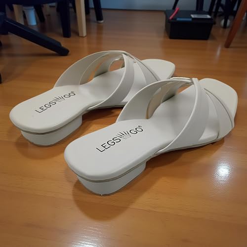 Image of LEGS GO Women's Lavender Flat Sandals with Crystal Strap | Comfortable Slip-On for Casual & Occasional Wear