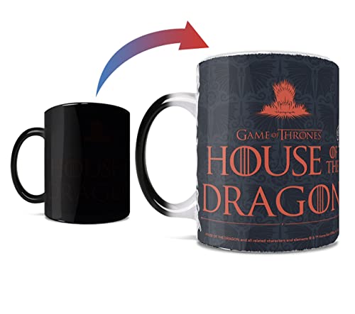 Morphing Mugs House of the Dragon - Fire and Dragon - Una taza de cerámica que cambia de color de 11 onzas - Imagen revelada cuando se añade líquido caliente